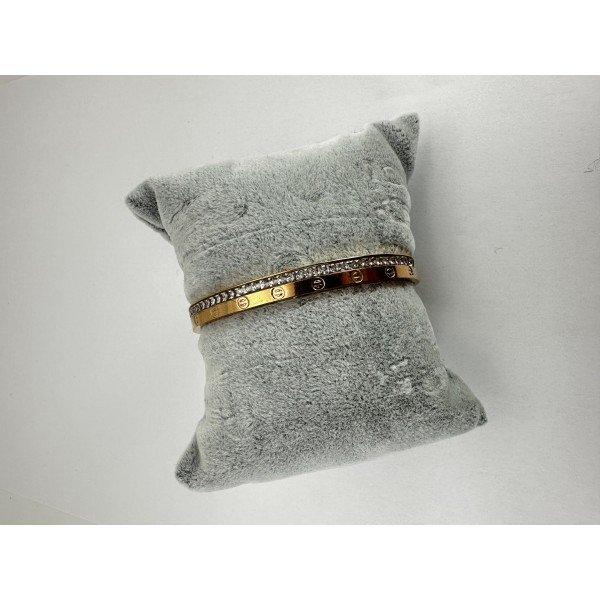 Bronz Tek Taraf Taşlı Bileklik